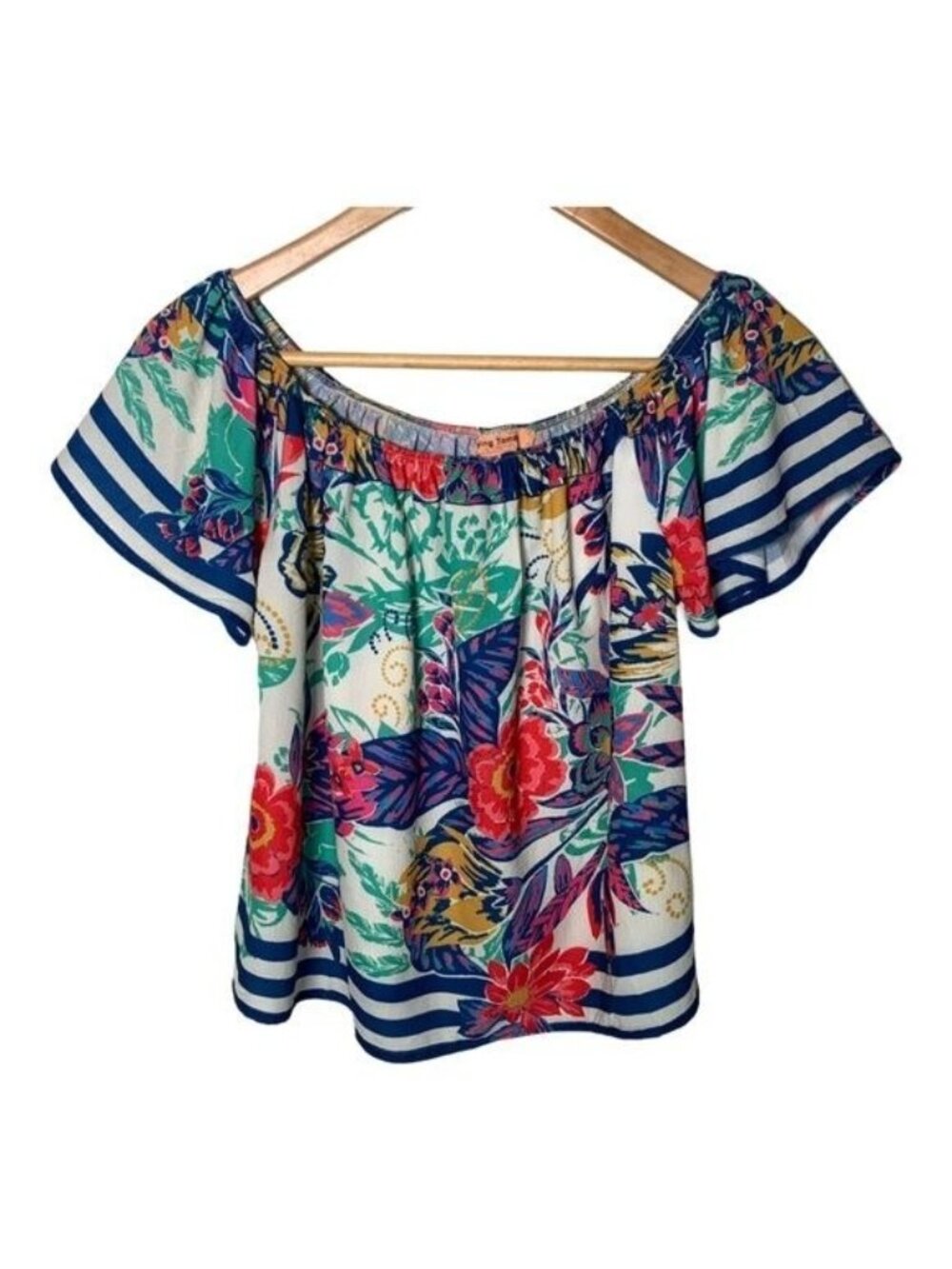 Flying Tomato Womens S Floral Off Shoulder Blouse Boho Peasant Festival Top